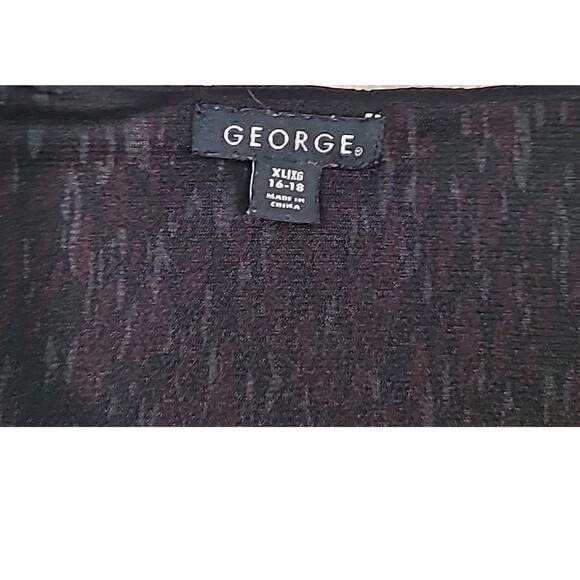 Red Faux Wrap Blouse XL 3/4 Sleeve Print EUC Goth Grunge Classic Workwear - Picture 5 of 7